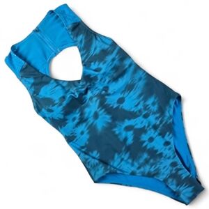 NWT Nike Women's Floral Fade Keyhole Blue Back Cutout One Piece Swimsuit Small